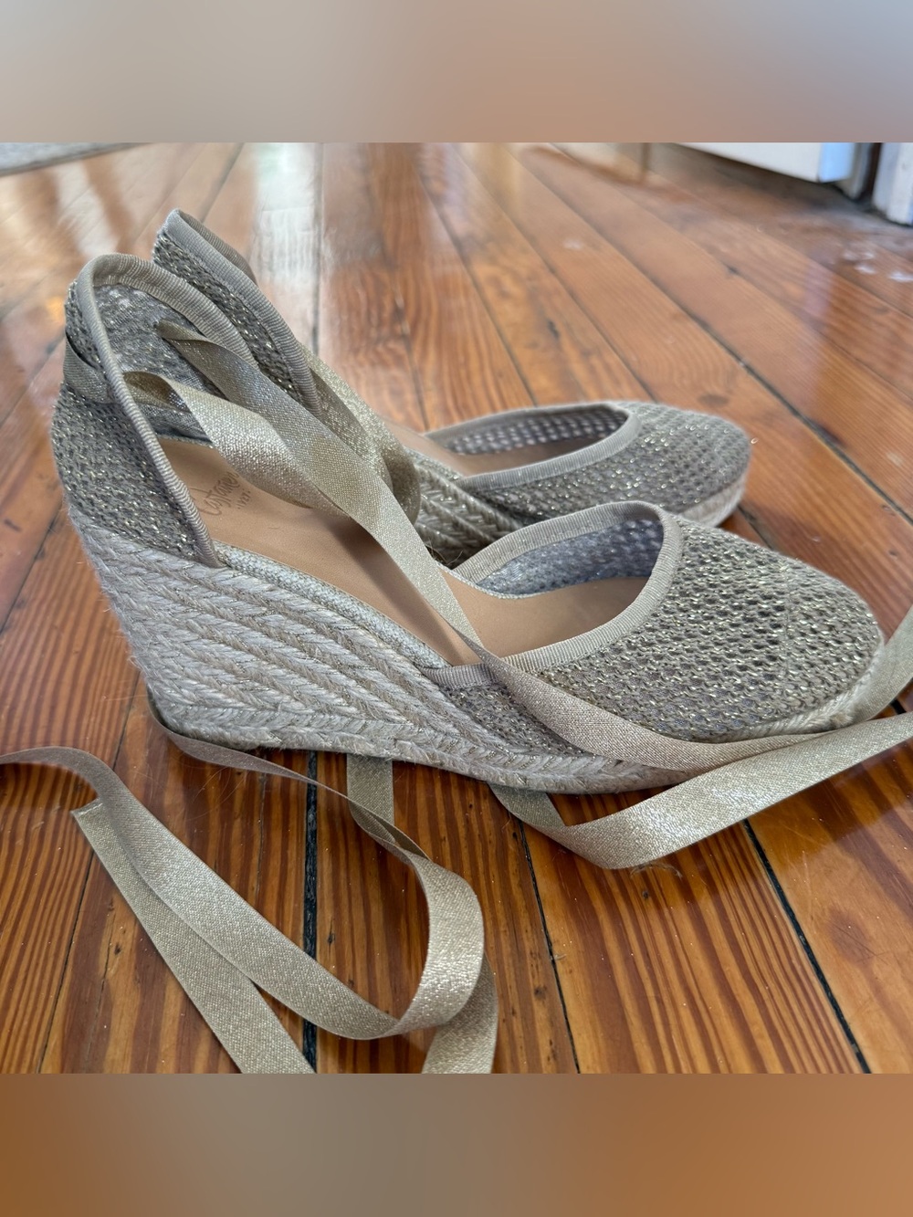 Castaner Metallic Gold Lace-Up Espadrilles - Picture 4 of 5